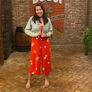 Divided (H&M brand) size 4 red floral jumpsuit with ruffles